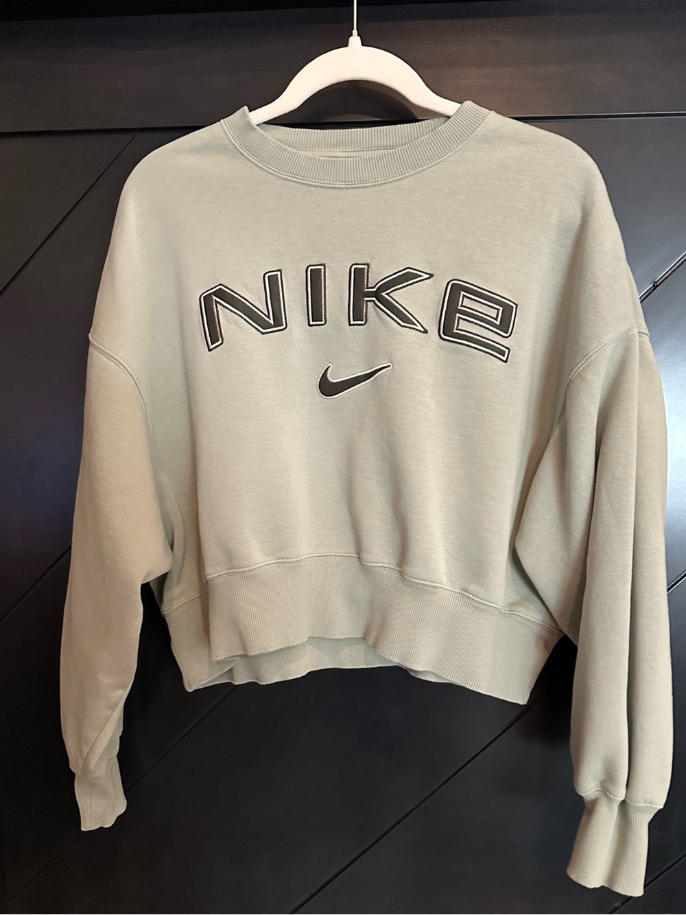 Nike Sage Green Cropped Logo Sweatshirt